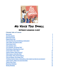 No Voice Too Small Distance Learning Links 